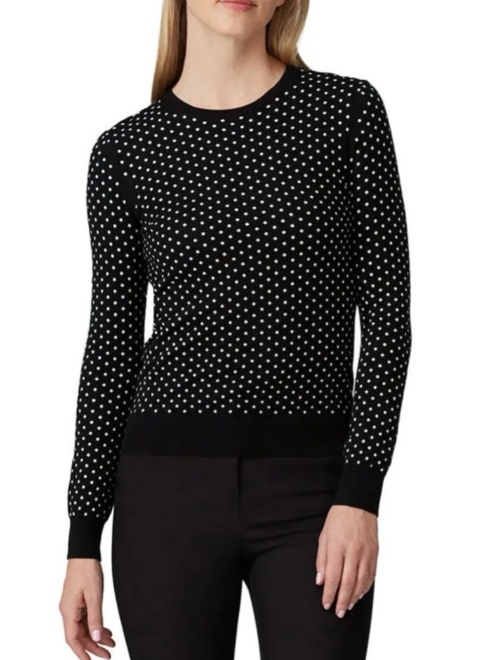 Theory Black Crewneck Sweater with White Polka Dots From Rent the runway. Euc S